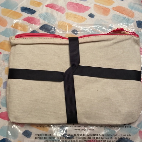 NWT J Crew 3 cosmetic bags, different sizes, colorful with pink zippers. - Picture 12 of 13